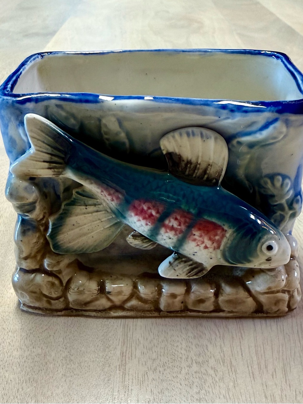Vintage MCM Ceramic Colorful Fish Planter